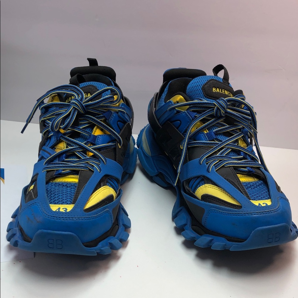 Balenciaga Men's Blue & Yellow Runner Sneakers
